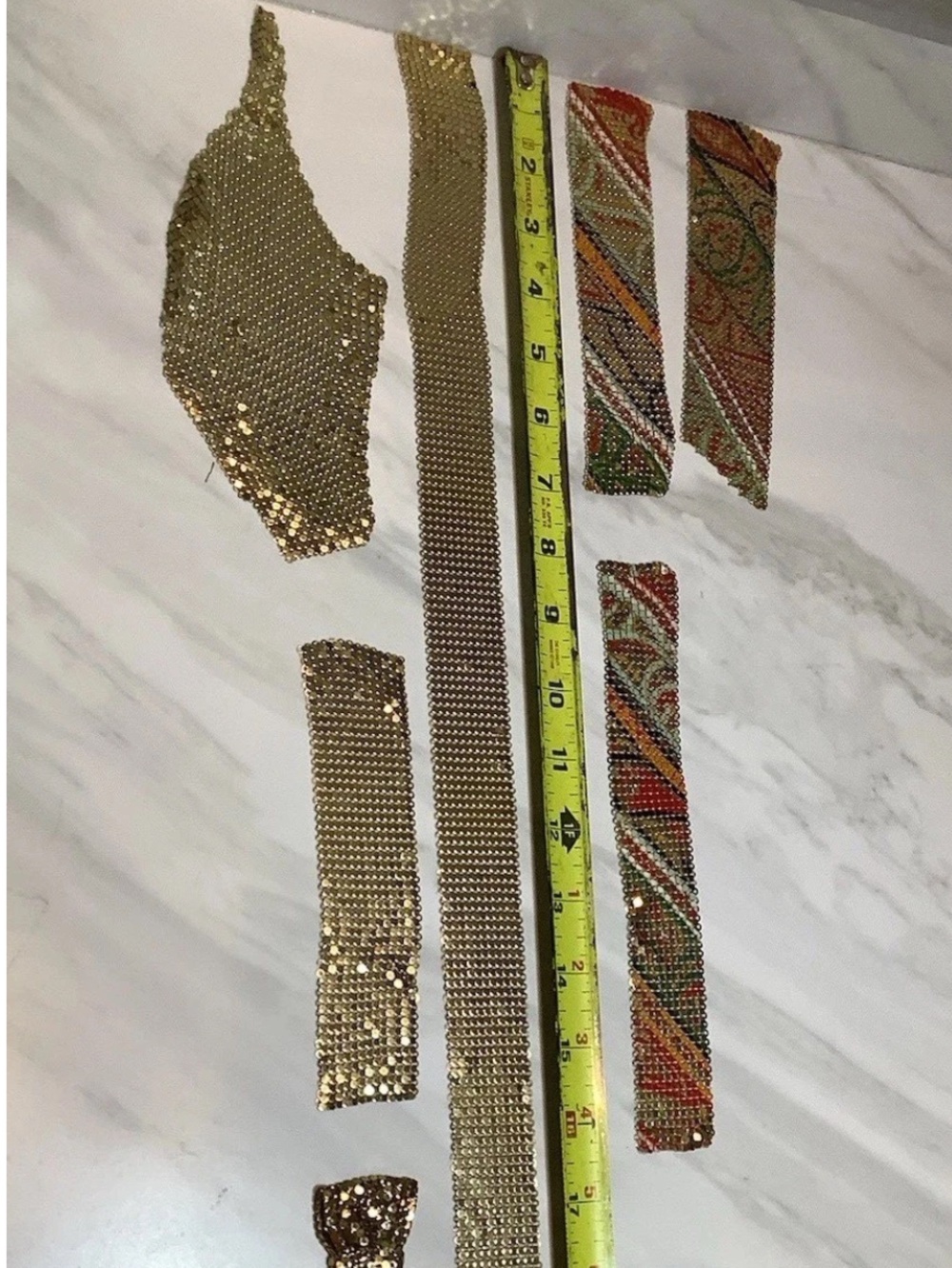 Lot Vintage Gold~Silver~Multicolor Flat Chain Mail Pieces Jewelry Findings - Picture 5 of 6
